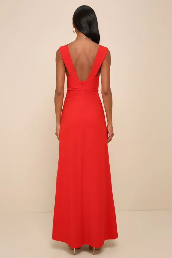 Daring Elegance Red Sleeveless Mermaid Maxi Dress sold by Lulus product image thumbnail 3