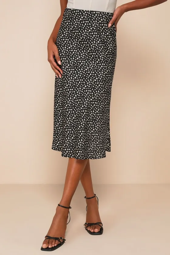 Best Sweetheart Black Floral Print A-Line Midi Skirt sold by Lulus product image thumbnail 2