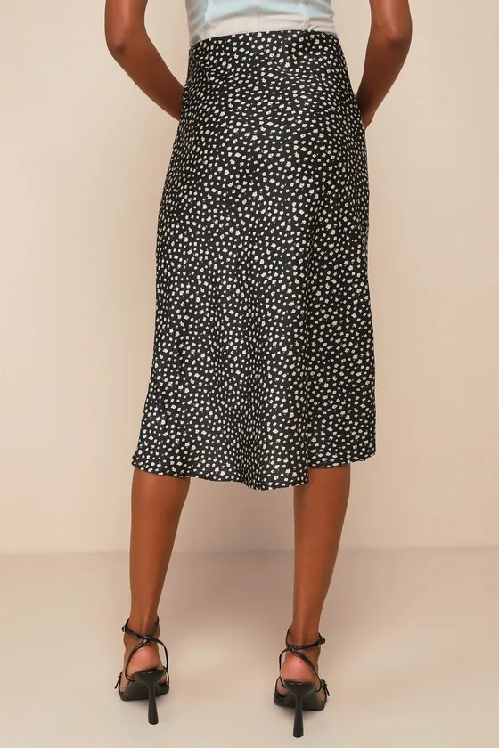Best Sweetheart Black Floral Print A-Line Midi Skirt sold by Lulus product image thumbnail 3