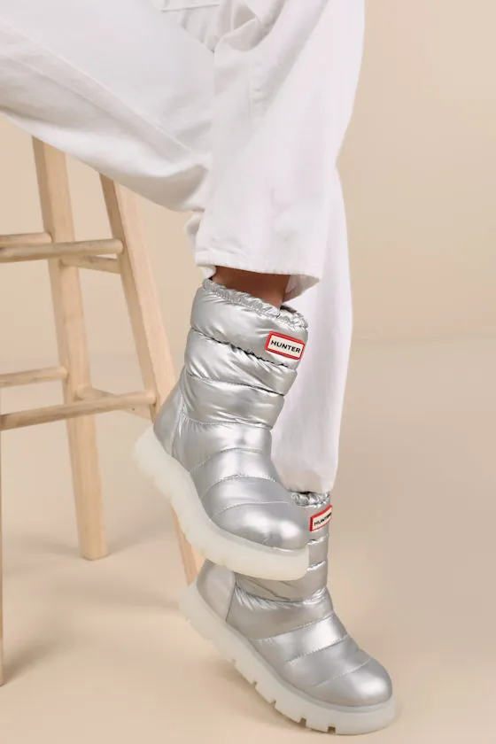 Maribel Silver Waterproof Insulated Puffer Mid-Calf Boots sold by Lulus