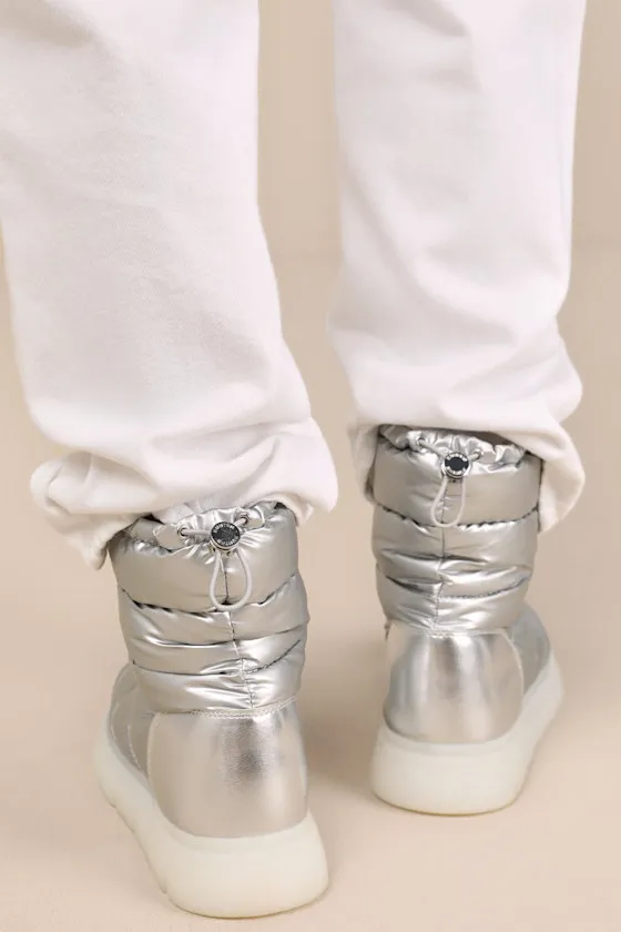Maribel Silver Waterproof Insulated Puffer Mid-Calf Boots sold by Lulus product image thumbnail 4