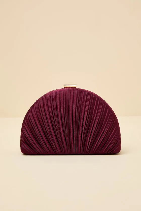 Pleat Perfection Burgundy Satin Pleated Hard Clutch sold by Lulus product image thumbnail 2