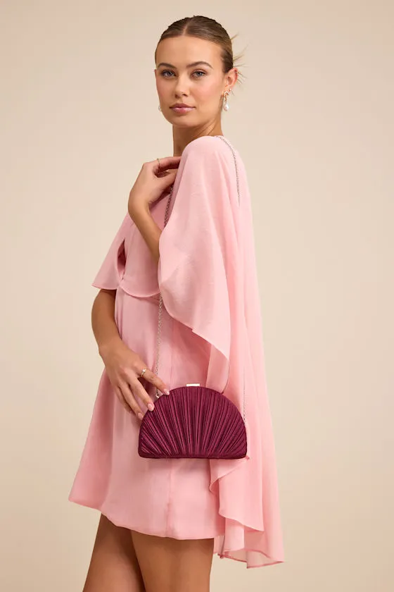 Pleat Perfection Burgundy Satin Pleated Hard Clutch sold by Lulus product image thumbnail 3