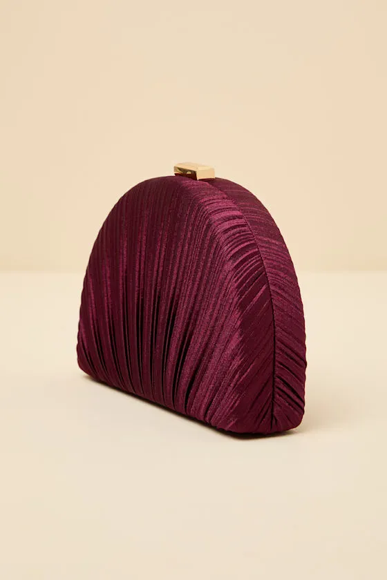 Pleat Perfection Burgundy Satin Pleated Hard Clutch sold by Lulus product image thumbnail 4