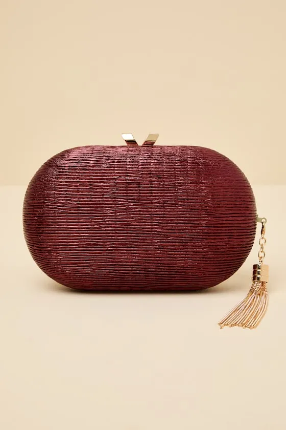 Sansone Wine Red Textured Clutch sold by Lulus