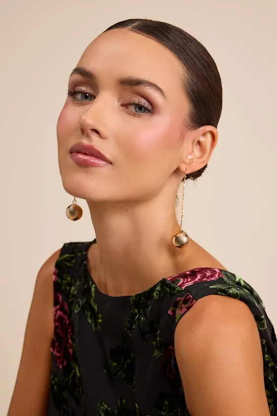 Hollis Gold Sphere Drop Earrings sold by Lulus