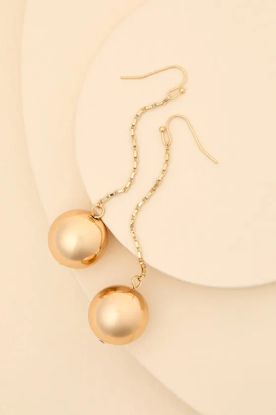 Hollis Gold Sphere Drop Earrings sold by Lulus product image thumbnail 2