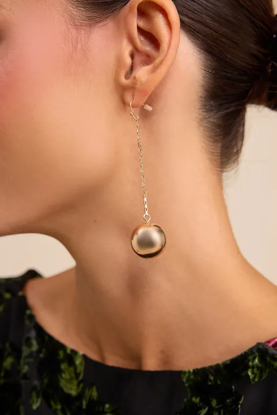Hollis Gold Sphere Drop Earrings sold by Lulus product image thumbnail 3