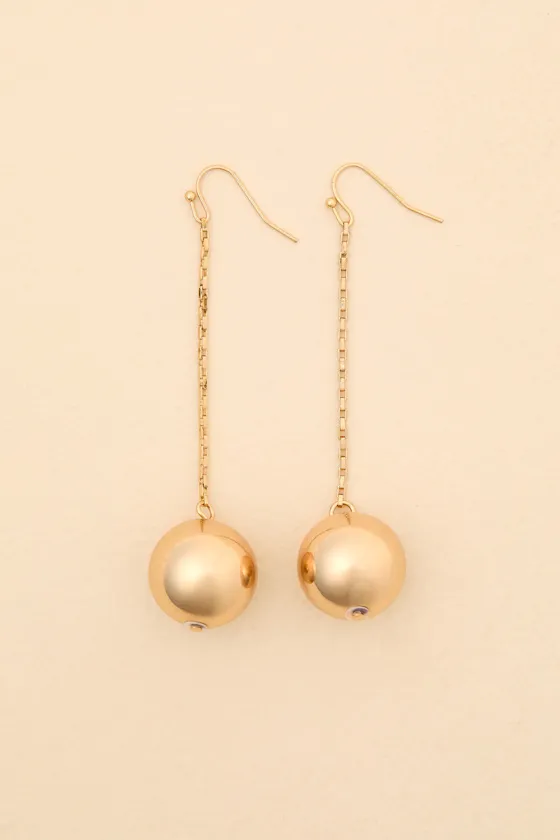 Hollis Gold Sphere Drop Earrings sold by Lulus product image thumbnail 4