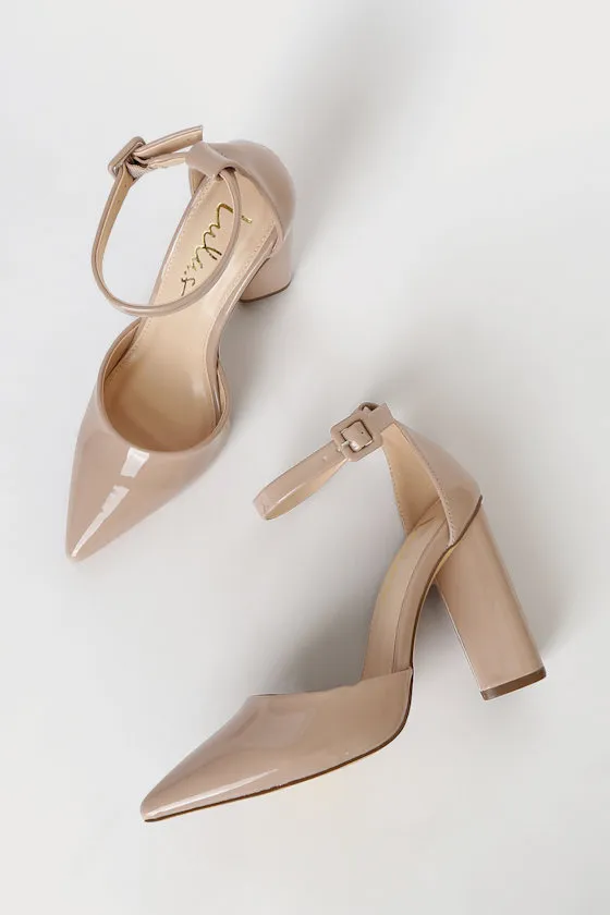 Syngo Light Nude Patent Pointed-Toe Ankle Strap Pumps sold by Lulus product image thumbnail 3