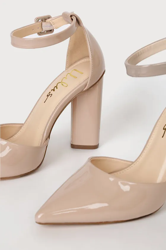 Syngo Light Nude Patent Pointed-Toe Ankle Strap Pumps sold by Lulus product image thumbnail 4