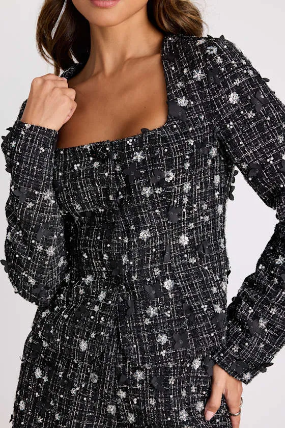 Marcie Black Tweed Lurex Sequin Applique Blazer sold by Lulus product image thumbnail 2