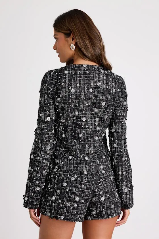 Marcie Black Tweed Lurex Sequin Applique Blazer sold by Lulus product image thumbnail 4