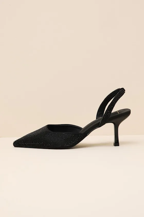 Elmira Black Rhinestone Studded Slingback Pumps sold by Lulus product image thumbnail 2