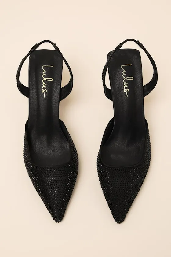 Elmira Black Rhinestone Studded Slingback Pumps sold by Lulus product image thumbnail 4