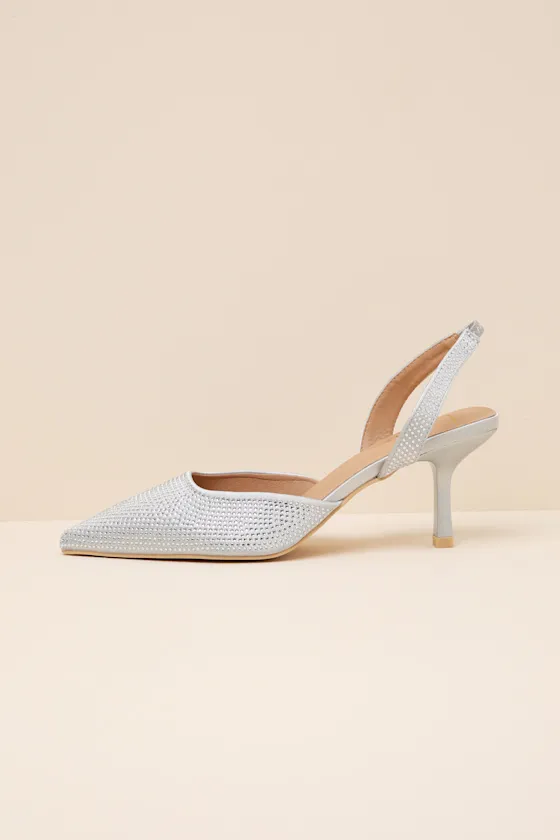 Elmira Silver Rhinestone Studded Slingback Pumps sold by Lulus product image thumbnail 2