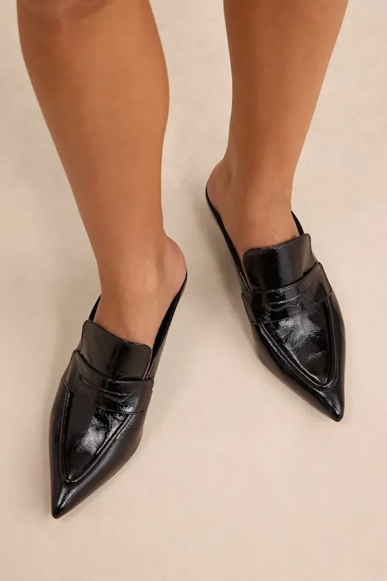 Stunner Black Crinkle Patent Leather Mule Pumps sold by Lulus product image thumbnail 3