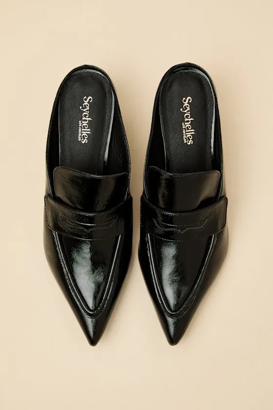 Stunner Black Crinkle Patent Leather Mule Pumps sold by Lulus product image thumbnail 4