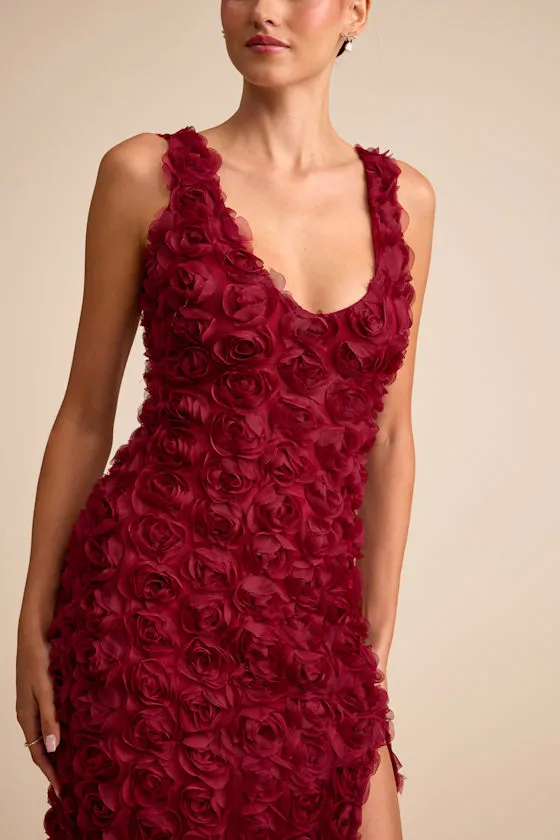 Aniston Wine Red Rosette Sleeveless Midi Dress sold by Lulus product image thumbnail 2