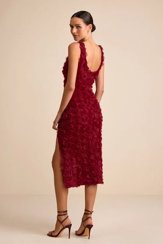 Aniston Wine Red Rosette Sleeveless Midi Dress sold by Lulus product image thumbnail 3