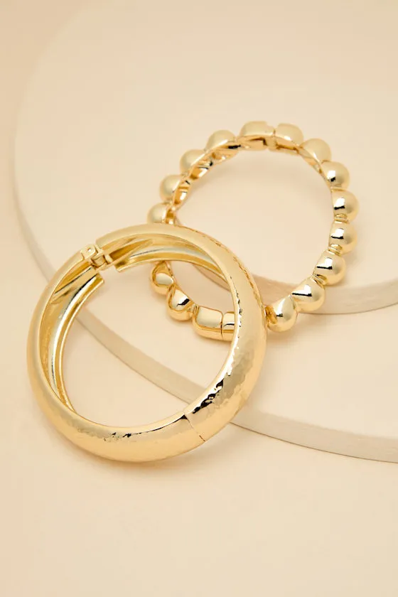 Chelsey Gold Textured Two-Piece Cuff Bracelet Set sold by Lulus