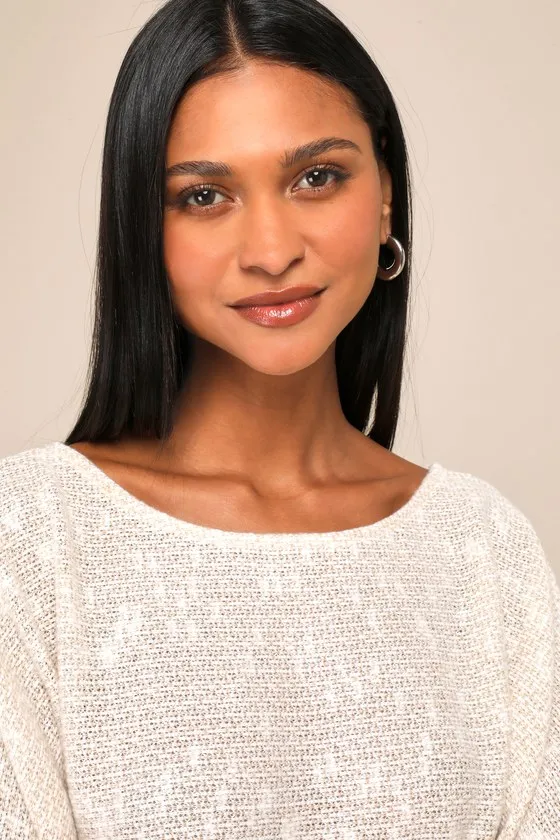 Perfect Mix Heather Ivory Dolman Sleeve Sweater Top sold by Lulus product image thumbnail 2