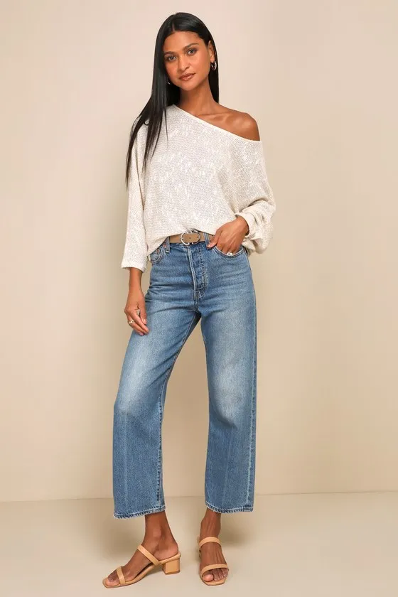 Perfect Mix Heather Ivory Dolman Sleeve Sweater Top sold by Lulus product image thumbnail 3