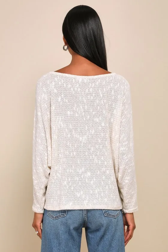 Perfect Mix Heather Ivory Dolman Sleeve Sweater Top sold by Lulus product image thumbnail 4