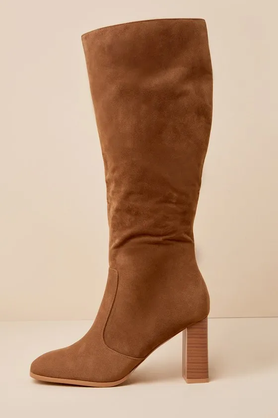 Arabelle Chestnut Suede Square Toe Knee-High Boots sold by Lulus product image thumbnail 3