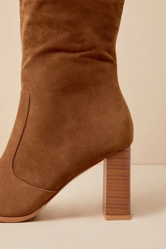 Arabelle Chestnut Suede Square Toe Knee-High Boots sold by Lulus product image thumbnail 4