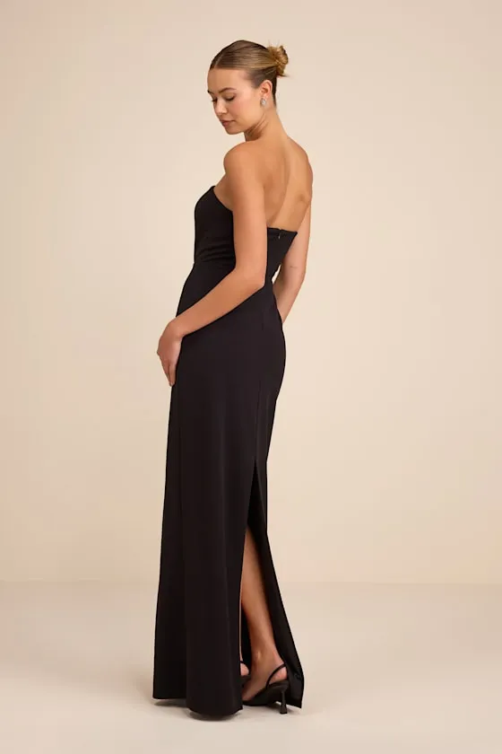 Jovia Black Rhinestone Bow Strapless Maxi Dress sold by Lulus product image thumbnail 3