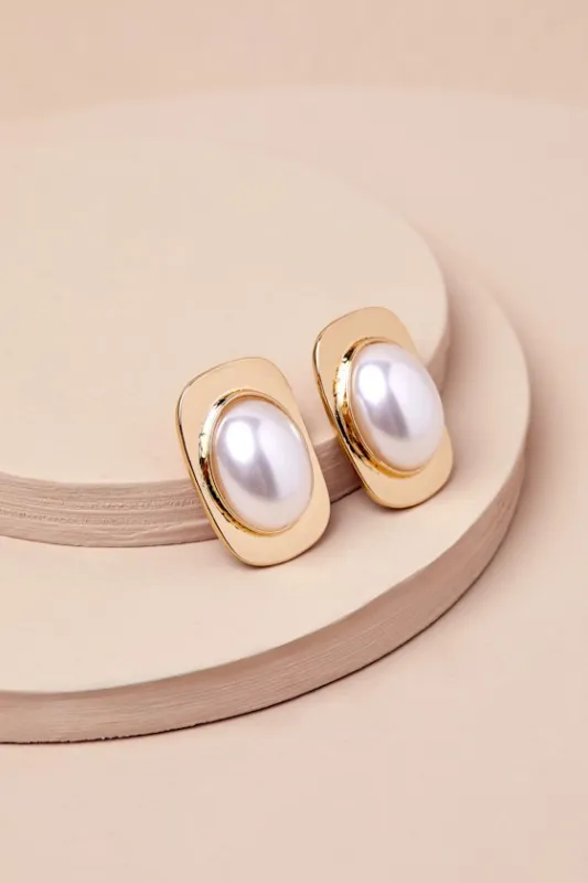 Stunning Muse Gold Pearl Statement Earrings sold by Lulus