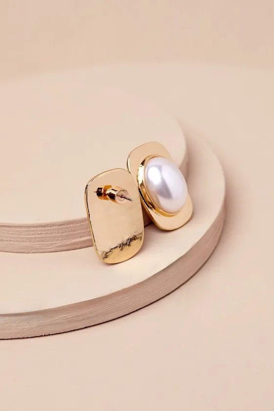 Stunning Muse Gold Pearl Statement Earrings sold by Lulus product image thumbnail 3