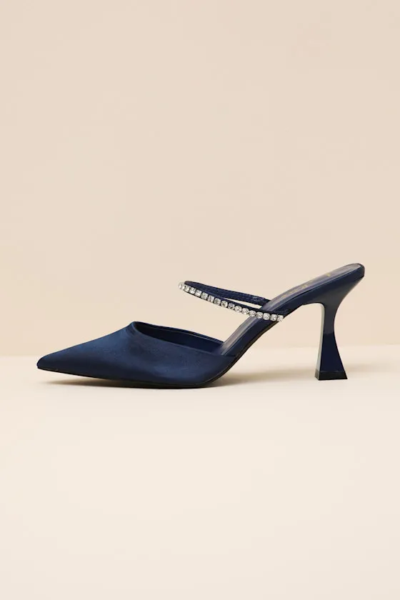 Noha Future Dusk Satin Rhinestone Mule Pumps sold by Lulus product image thumbnail 2