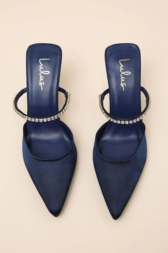 Noha Future Dusk Satin Rhinestone Mule Pumps sold by Lulus product image thumbnail 4