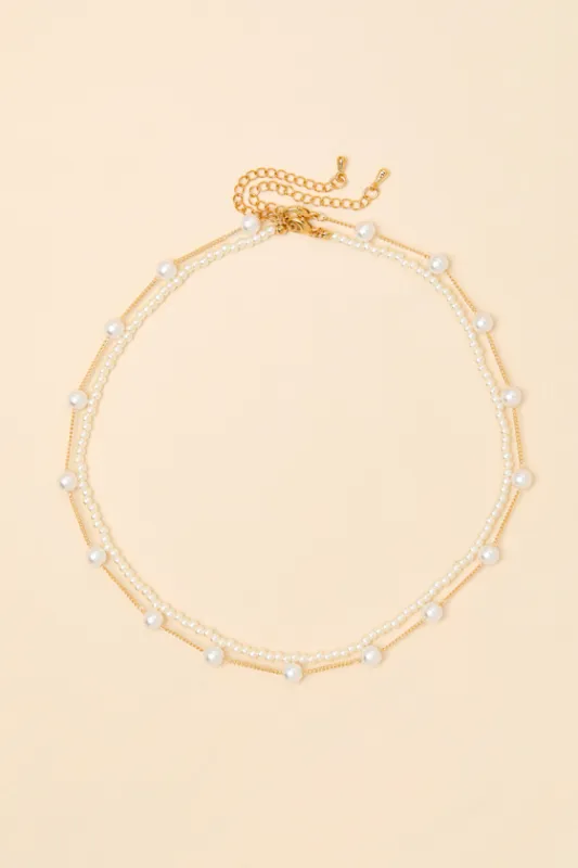 Reita Gold Pearl Layered Necklace sold by Lulus