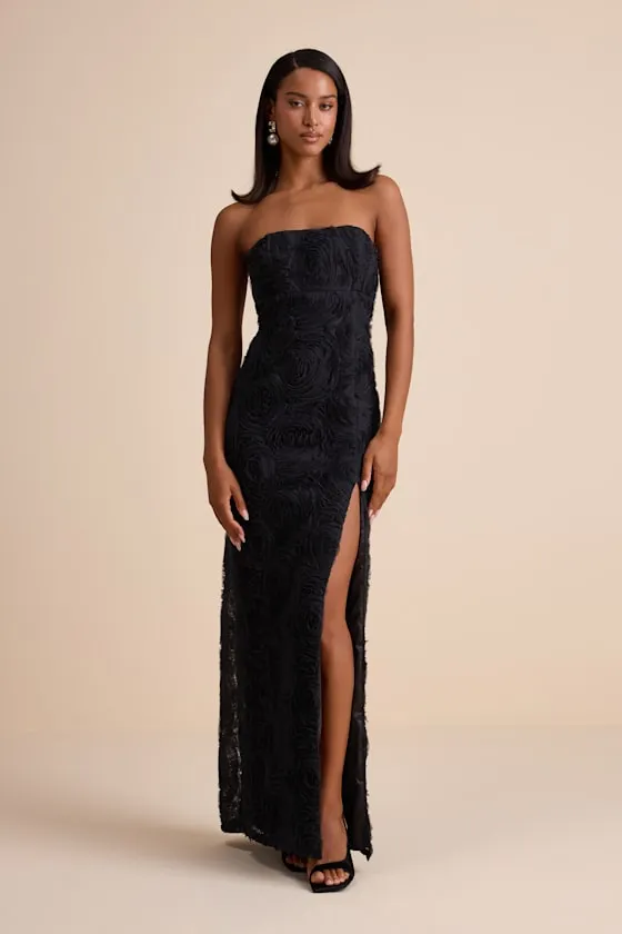 Amalia Black Textured Strapless Maxi Dress sold by Lulus product image thumbnail 2