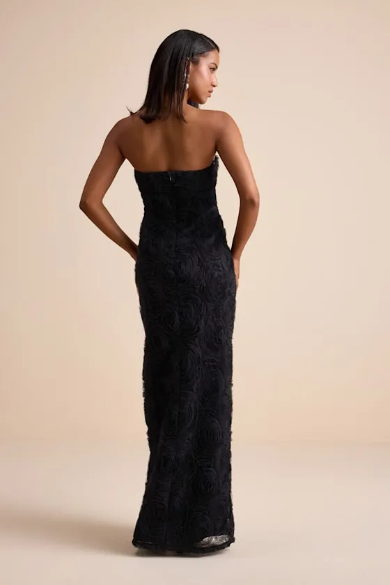 Amalia Black Textured Strapless Maxi Dress sold by Lulus product image thumbnail 4