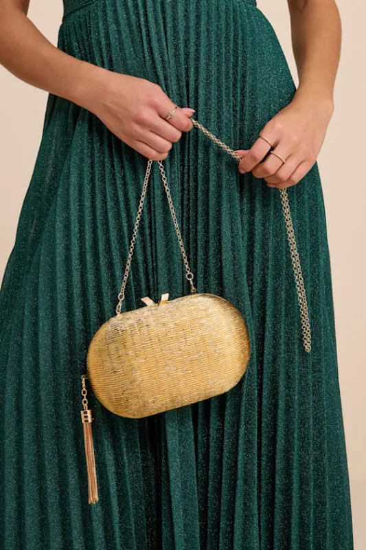 Sansone Gold Textured Clutch sold by Lulus