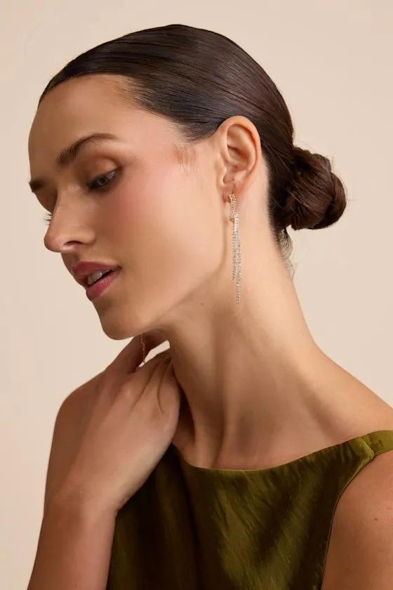 Kimura Gold Rhinestone Twisted Fringe Drop Earrings sold by Lulus product image thumbnail 3