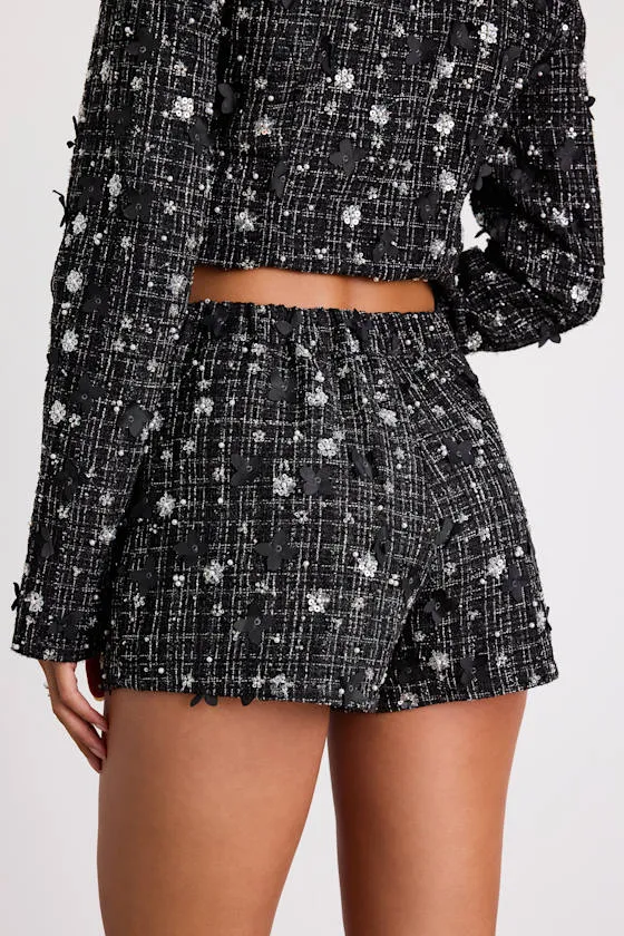 Marcie Black Tweed Lurex Sequin Applique Shorts sold by Lulus product image thumbnail 4