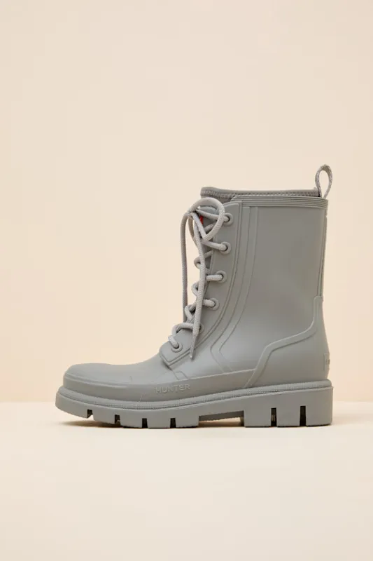 Diana Light Gray Rubber Lace-Up Ankle Rainboots sold by Lulus