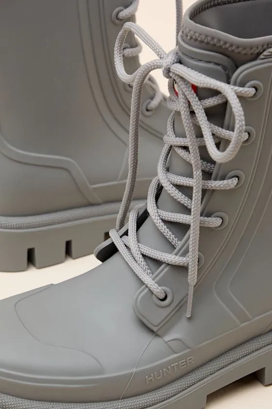 Diana Light Gray Rubber Lace-Up Ankle Rainboots sold by Lulus product image thumbnail 4