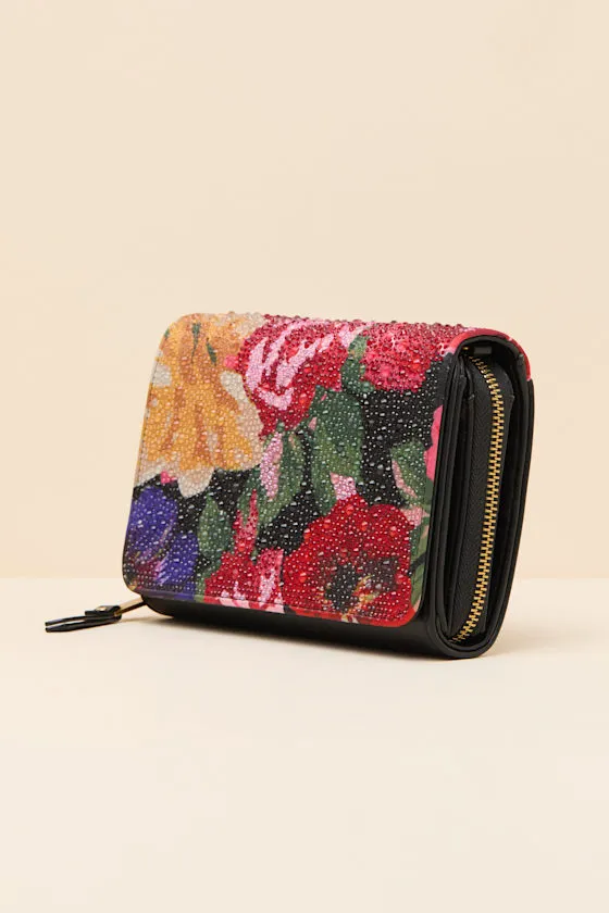 Floral Rhinestone Black Multi Wallet Clutch sold by Lulus product image thumbnail 2
