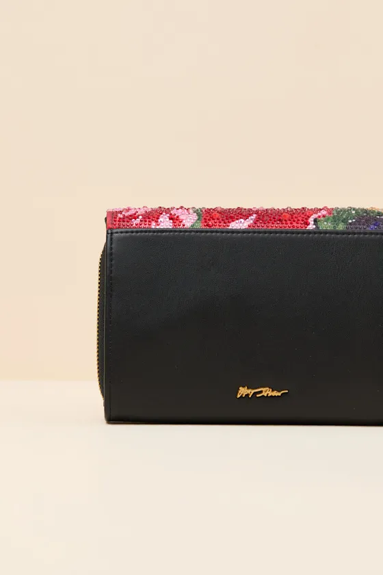 Floral Rhinestone Black Multi Wallet Clutch sold by Lulus product image thumbnail 3