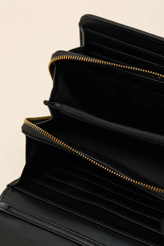 Floral Rhinestone Black Multi Wallet Clutch sold by Lulus product image thumbnail 4