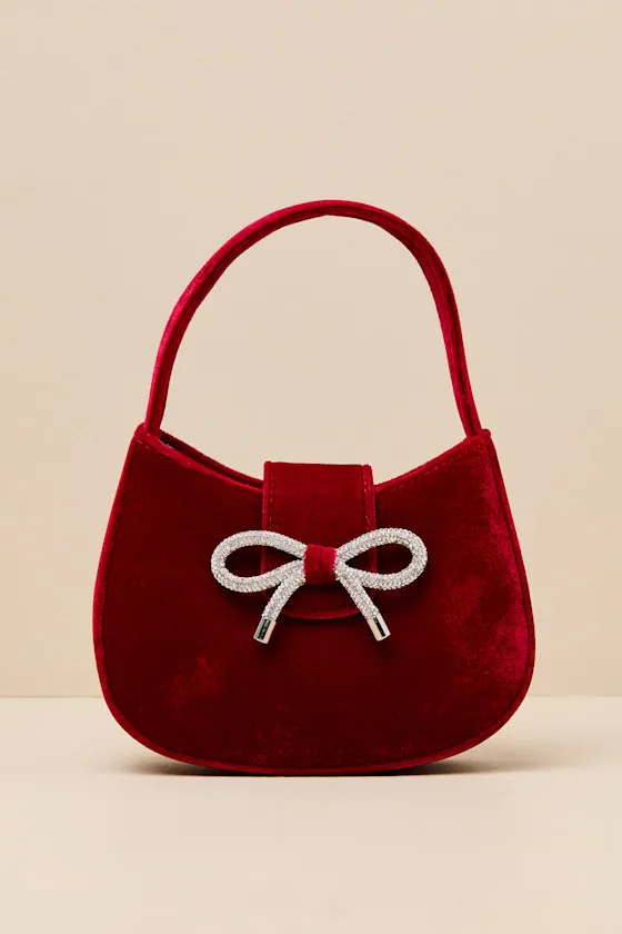 Bowden Dark Red Velvet Mini Handbag sold by Lulus