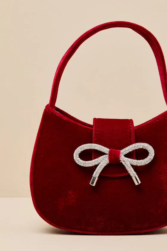 Bowden Dark Red Velvet Mini Handbag sold by Lulus product image thumbnail 2