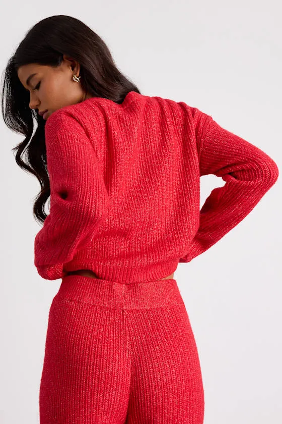 Carvalho Red Button-Front Cardigan Sweater sold by Lulus product image thumbnail 3
