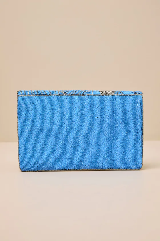 Alden Bright Blue Floral Beaded Clutch sold by Lulus product image thumbnail 3